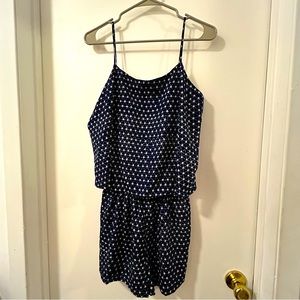 Aqua Brand Ladies Size M Navy Blue and White Romper with  Partially Open Back